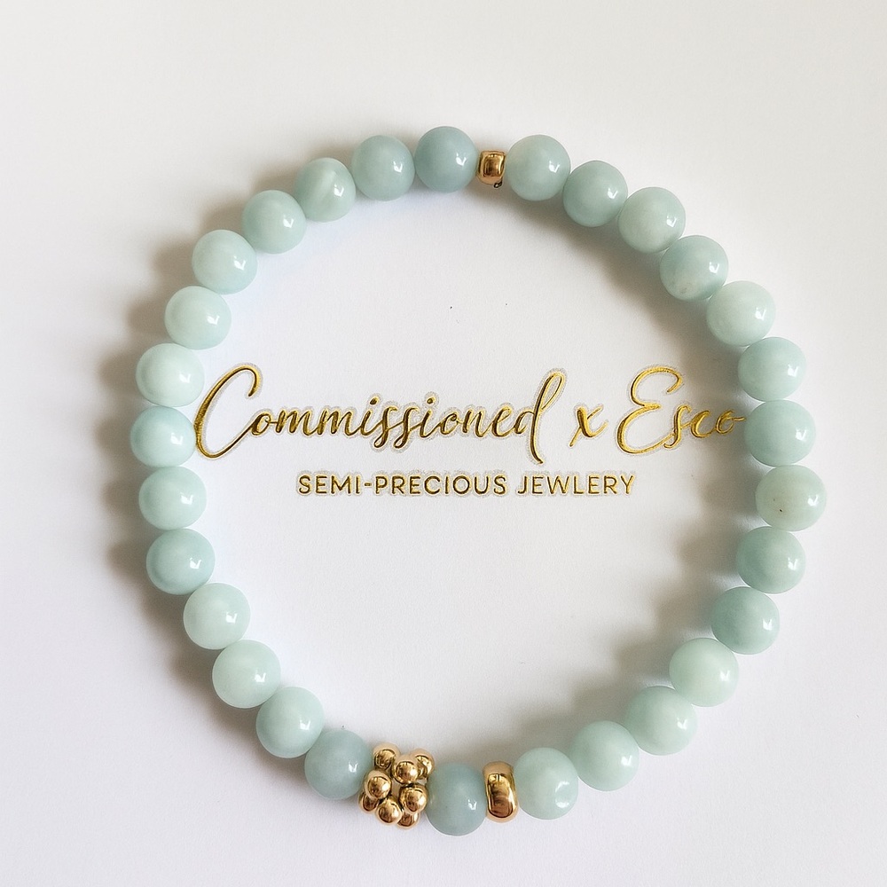 Amazonite and 14K Yellow Gold Bubble Station Bracelet
